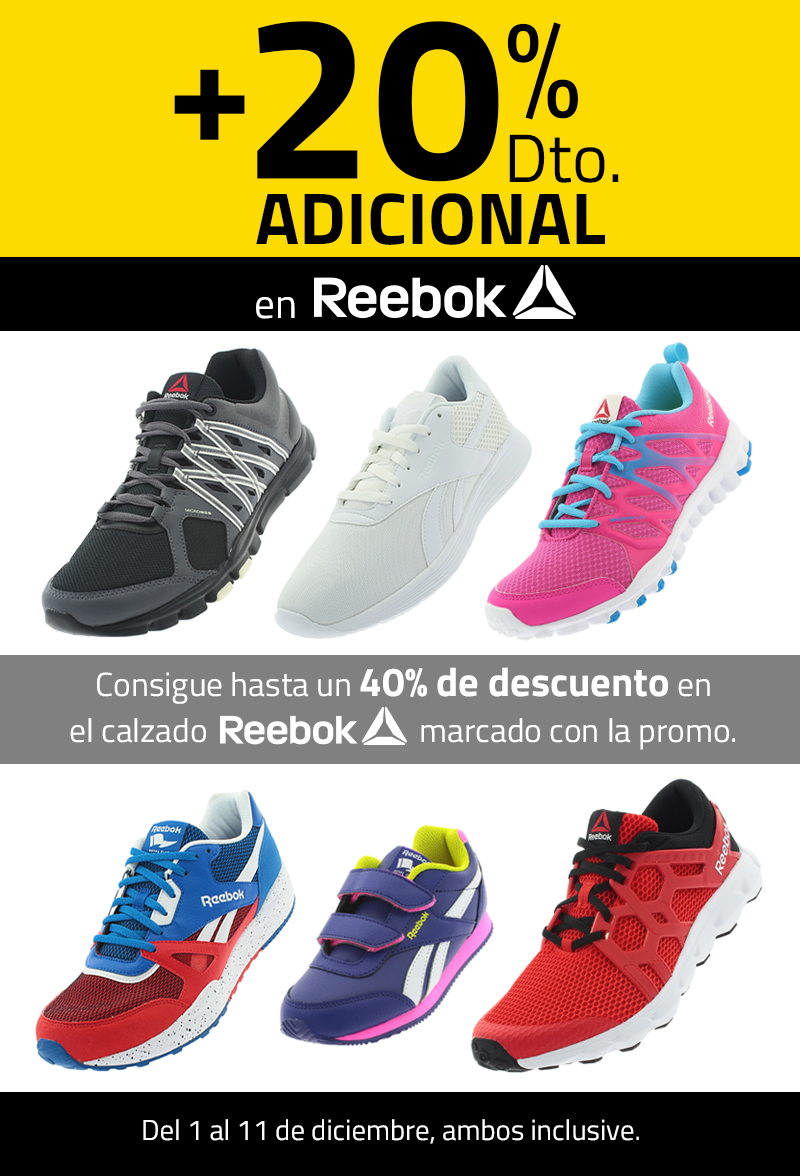 20% descuento adicional en zapatillas Reebok - Centro Rincón de la Victoria